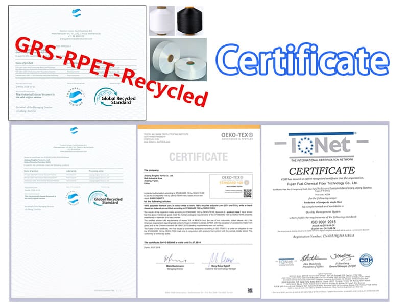 Recycled PET yarn certificate