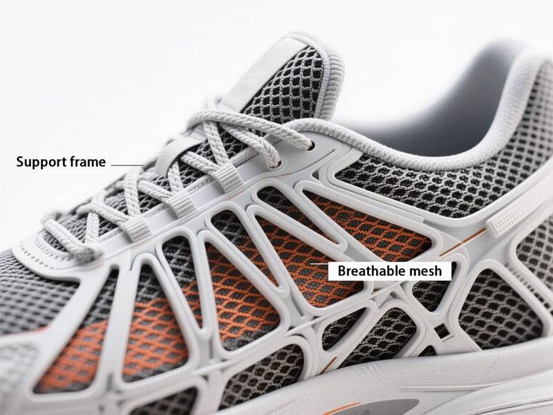 Schematic diagram of the application of RT monofilament yarn in shoe materials