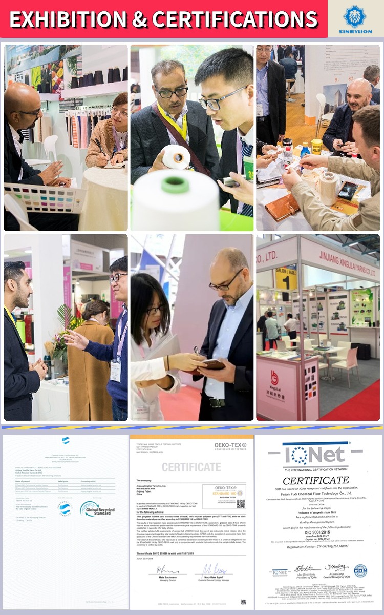 sinrylion Polyester yarn manufacturer Exhibitions and Certificates