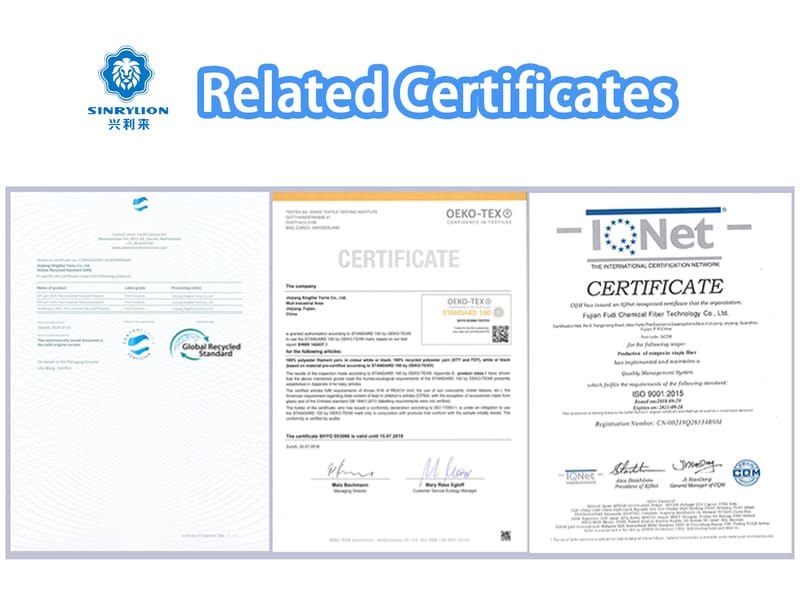 Sinrylion Product Certificates