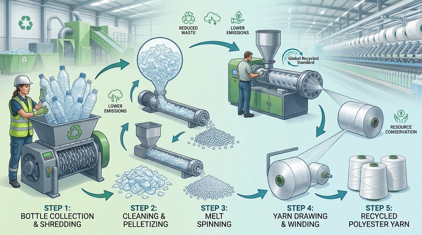 Recycled Polyester Yarn Suppliers Production Process